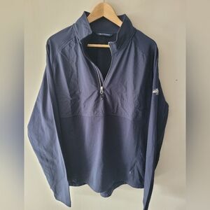 Cutter & Buck Adapt Eco Knit Hybrid Recycled Men's Quarter Zip, Large, Navy Blue